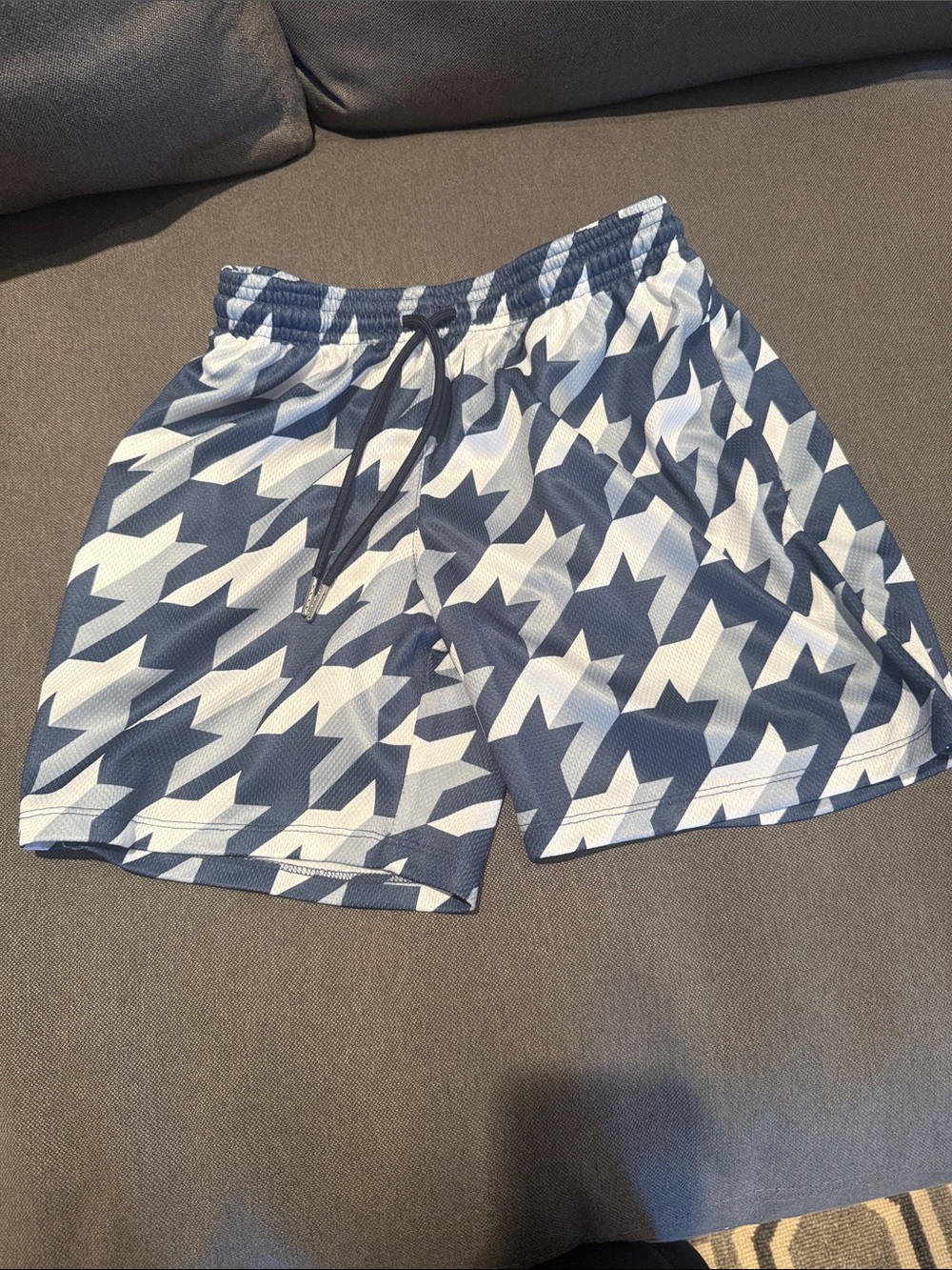 Drip Shop Navy & White Geometric Athletic Shorts